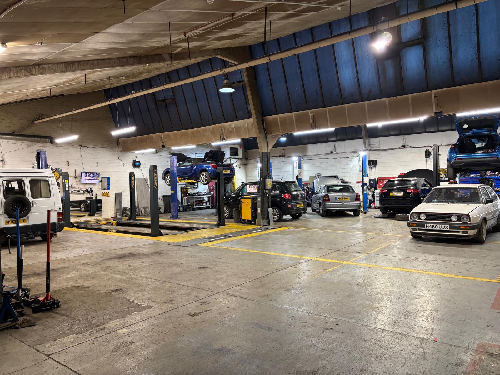 Inside the workshop at G R AUTO'S SERVICES LTD Basingstoke