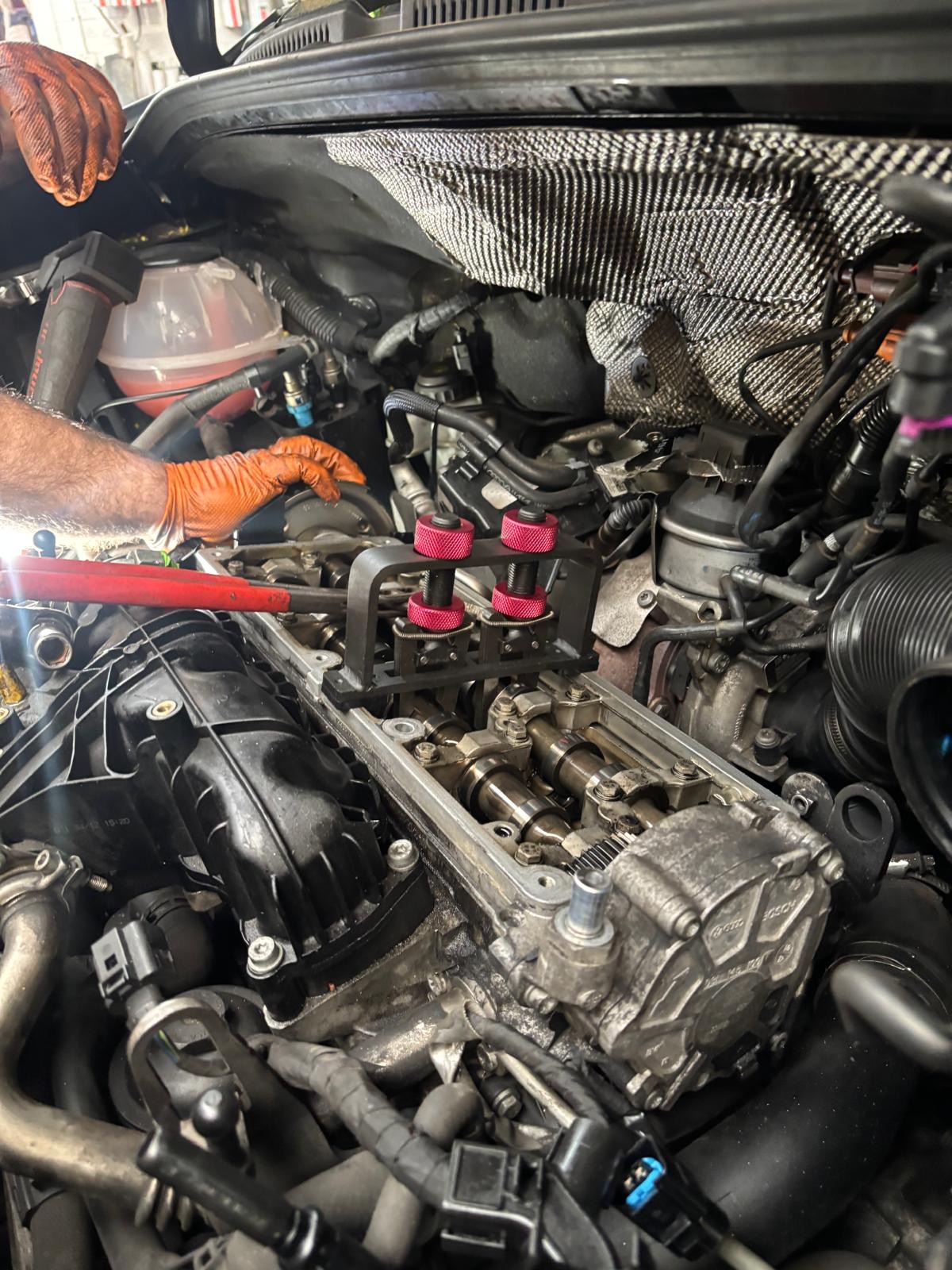 Engine repair work in progress
